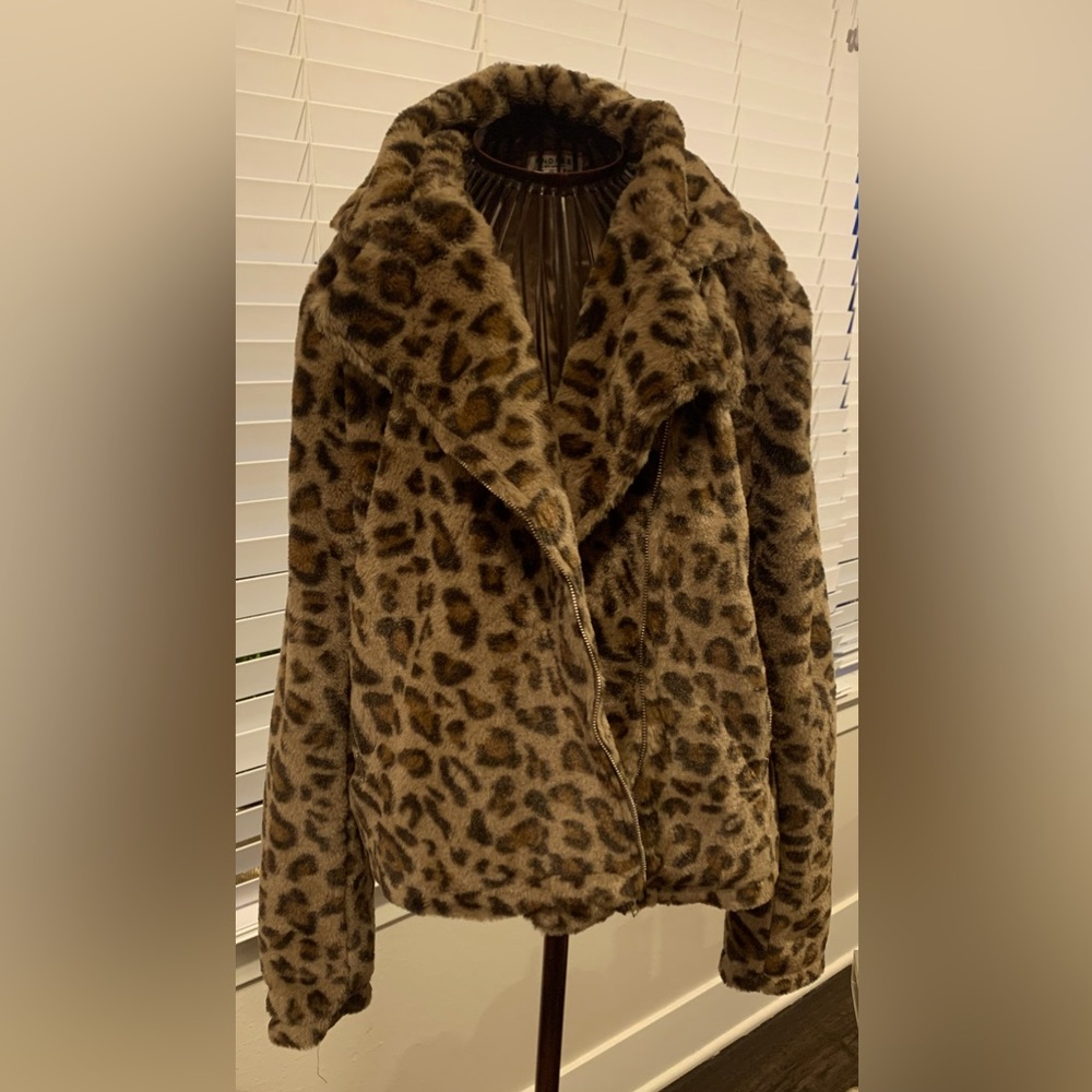 Leopard Faux Fur Motto Jacket